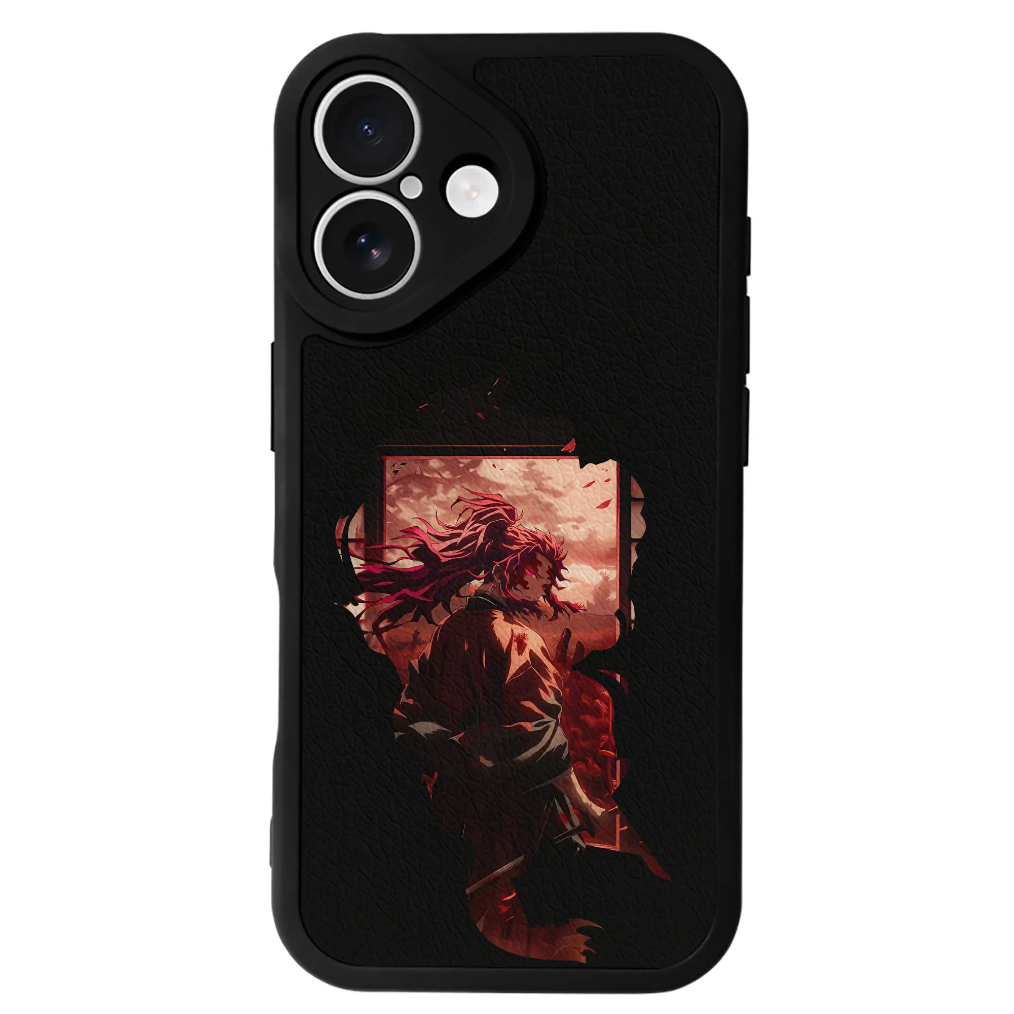 鬼滅の刃 グッズ,継国 縁壱 - IPhone 16シリーズ対応 ・ シリコンスマホケース ・ レザー調 ・ 高精度フィット ・ 耐衝撃 ・ ワイヤレス充電対応 ・ 精密カット